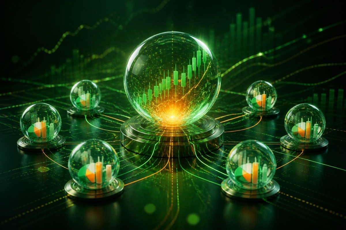 Red de portafolios conectados que representa CopyTrader