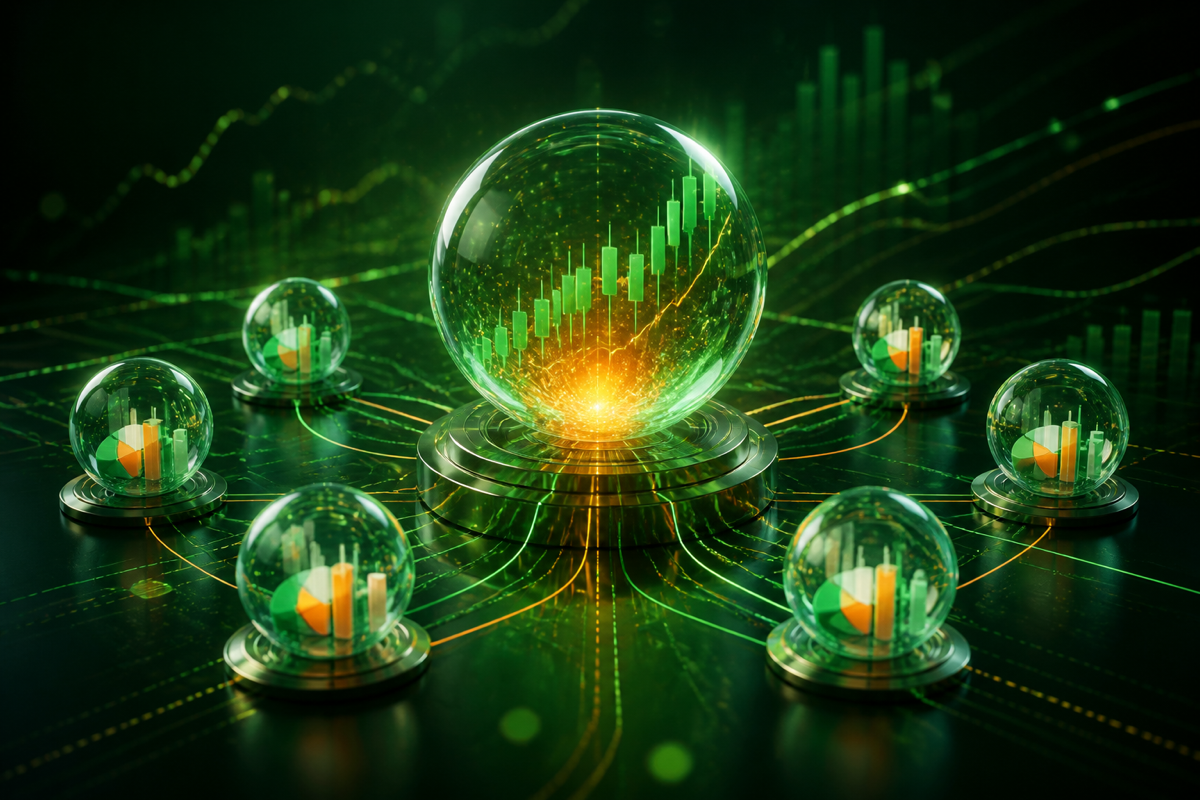Red de portafolios conectados que representa la función CopyTrader